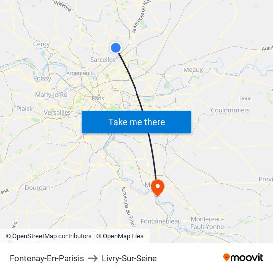 Fontenay-En-Parisis to Livry-Sur-Seine map