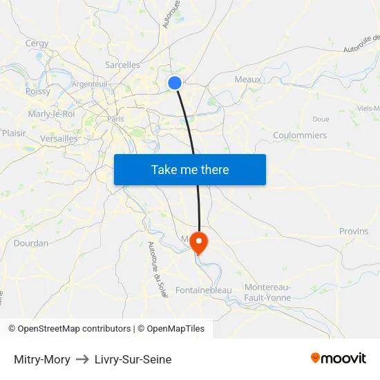 Mitry-Mory to Livry-Sur-Seine map