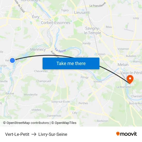 Vert-Le-Petit to Livry-Sur-Seine map