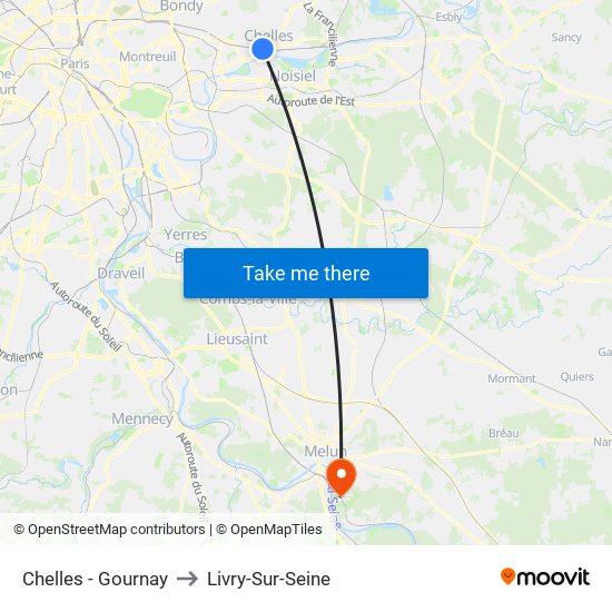 Chelles - Gournay to Livry-Sur-Seine map
