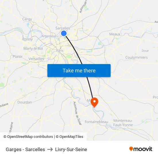 Garges - Sarcelles to Livry-Sur-Seine map
