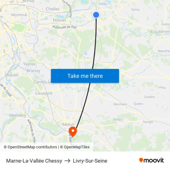 Marne-La-Vallée Chessy to Livry-Sur-Seine map