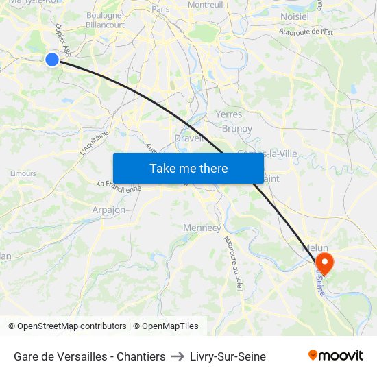 Gare de Versailles - Chantiers to Livry-Sur-Seine map