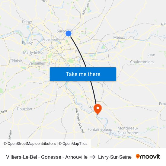 Villiers-Le-Bel - Gonesse - Arnouville to Livry-Sur-Seine map