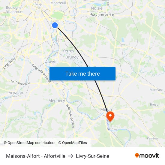 Maisons-Alfort - Alfortville to Livry-Sur-Seine map