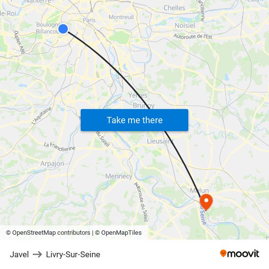 Javel to Livry-Sur-Seine map