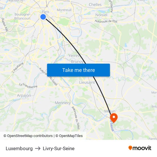Luxembourg to Livry-Sur-Seine map
