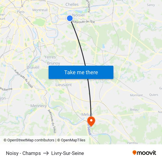 Noisy - Champs to Livry-Sur-Seine map