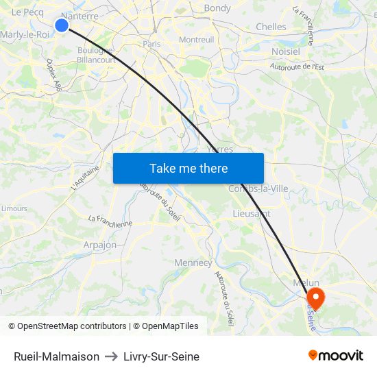 Rueil-Malmaison to Livry-Sur-Seine map