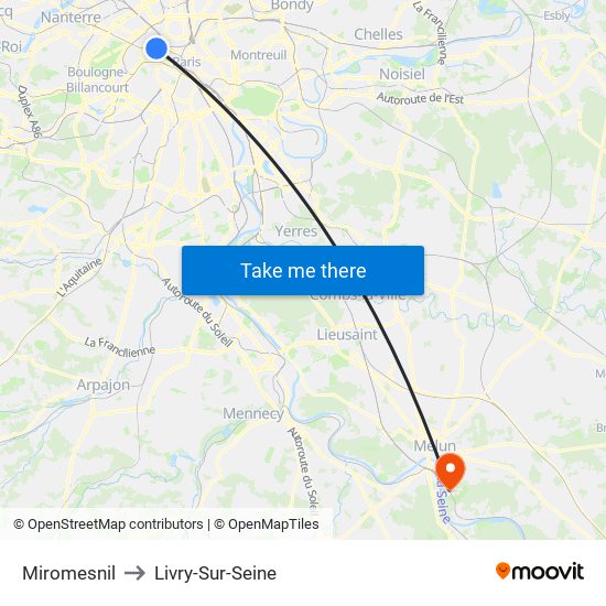 Miromesnil to Livry-Sur-Seine map