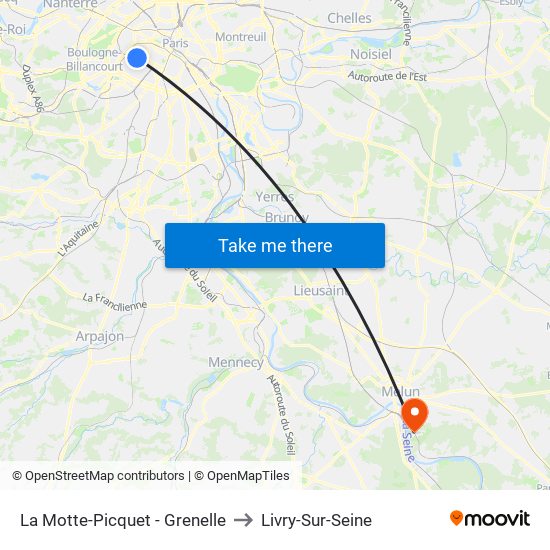 La Motte-Picquet - Grenelle to Livry-Sur-Seine map