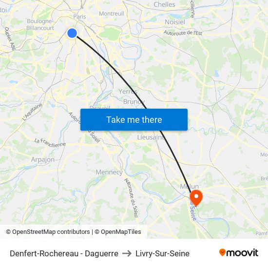 Denfert-Rochereau - Daguerre to Livry-Sur-Seine map