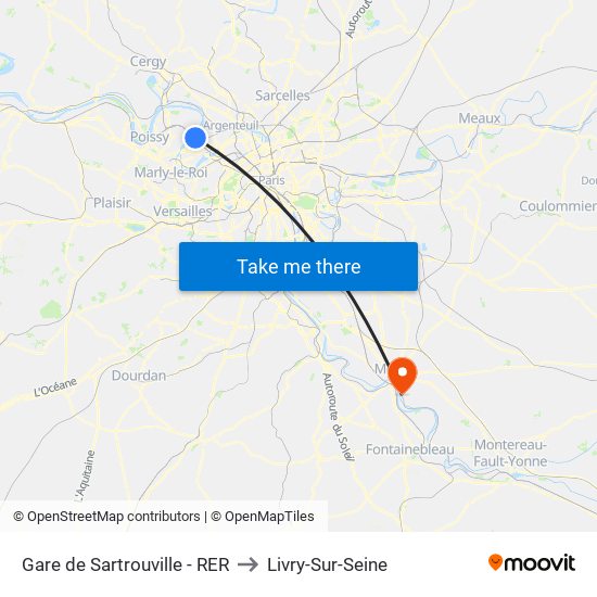 Gare de Sartrouville - RER to Livry-Sur-Seine map