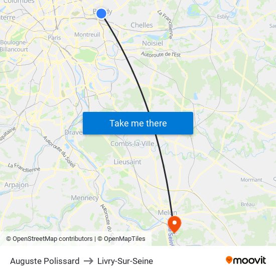 Auguste Polissard to Livry-Sur-Seine map