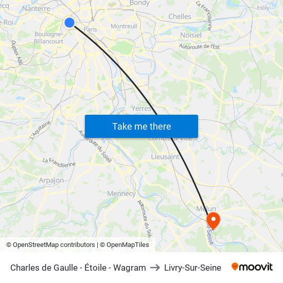 Charles de Gaulle - Étoile - Wagram to Livry-Sur-Seine map