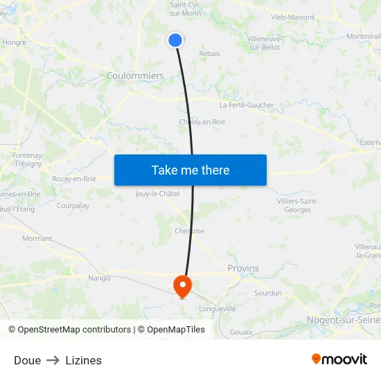Doue to Lizines map
