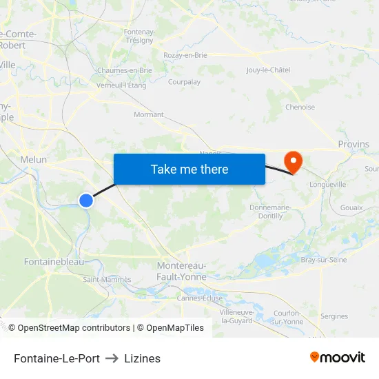 Fontaine-Le-Port to Lizines map
