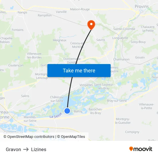 Gravon to Lizines map