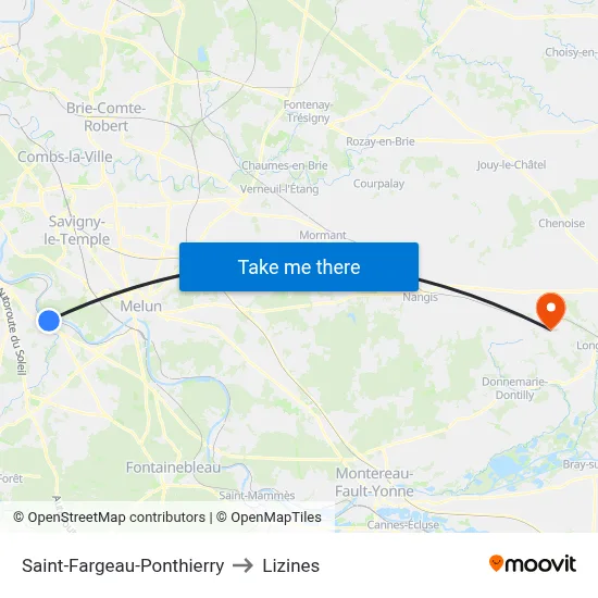 Saint-Fargeau-Ponthierry to Lizines map