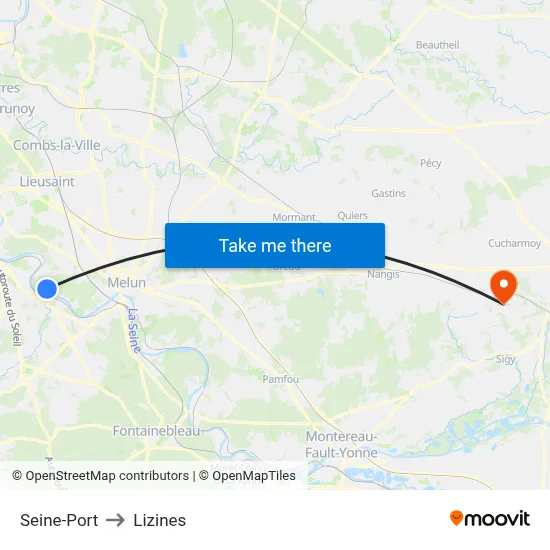 Seine-Port to Lizines map