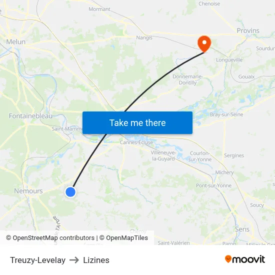 Treuzy-Levelay to Lizines map