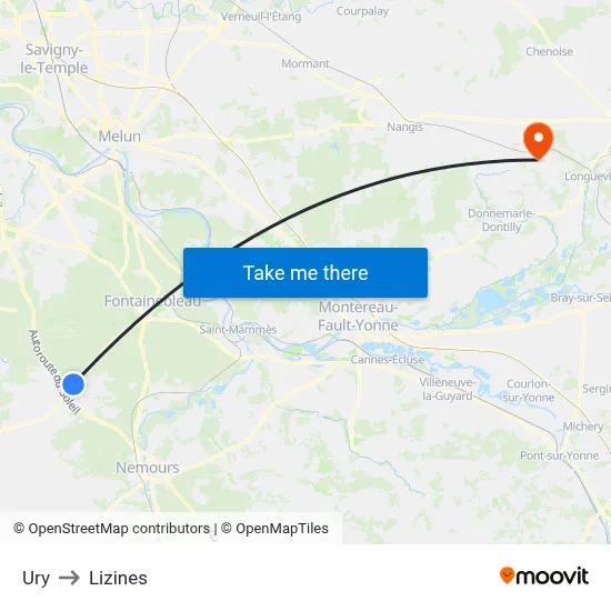 Ury to Lizines map
