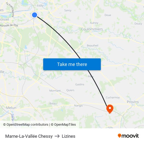 Marne-La-Vallée Chessy to Lizines map