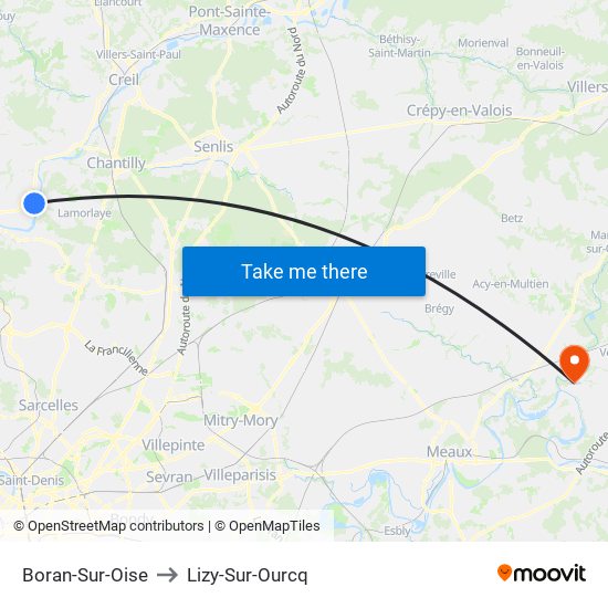 Boran-Sur-Oise to Lizy-Sur-Ourcq map