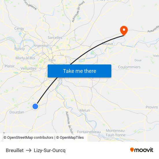 Breuillet to Lizy-Sur-Ourcq map