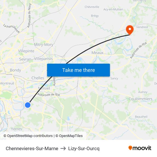 Chennevieres-Sur-Marne to Lizy-Sur-Ourcq map
