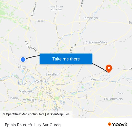 Epiais-Rhus to Lizy-Sur-Ourcq map