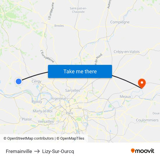Fremainville to Lizy-Sur-Ourcq map