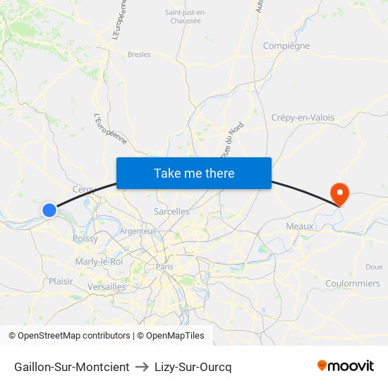 Gaillon-Sur-Montcient to Lizy-Sur-Ourcq map