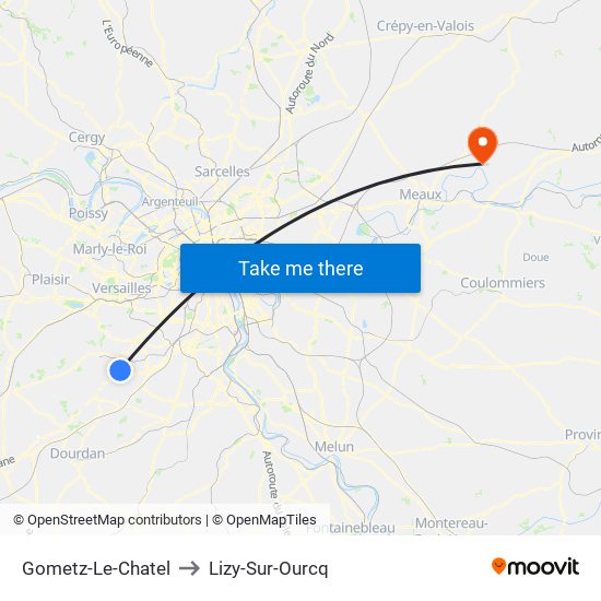 Gometz-Le-Chatel to Lizy-Sur-Ourcq map