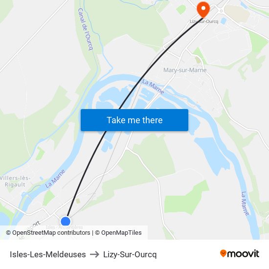 Isles-Les-Meldeuses to Lizy-Sur-Ourcq map