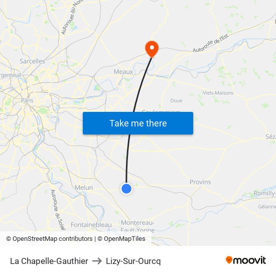 La Chapelle-Gauthier to Lizy-Sur-Ourcq map
