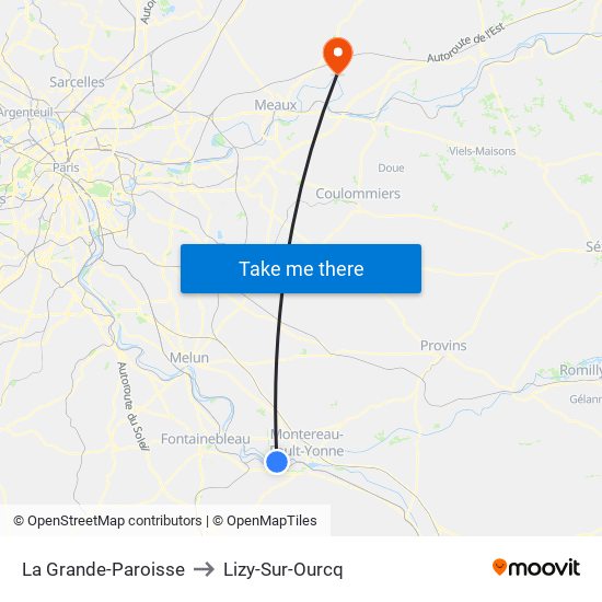 La Grande-Paroisse to Lizy-Sur-Ourcq map