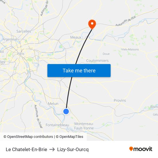 Le Chatelet-En-Brie to Lizy-Sur-Ourcq map