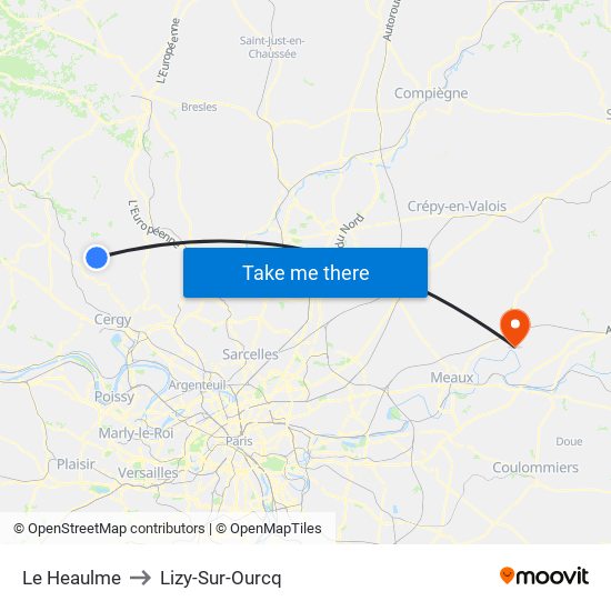 Le Heaulme to Lizy-Sur-Ourcq map