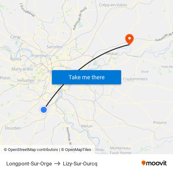 Longpont-Sur-Orge to Lizy-Sur-Ourcq map