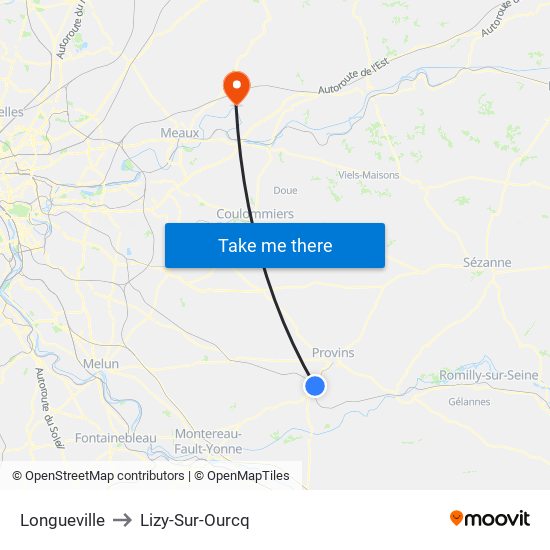 Longueville to Lizy-Sur-Ourcq map