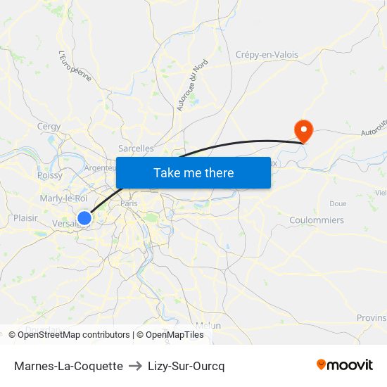 Marnes-La-Coquette to Lizy-Sur-Ourcq map