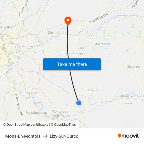 Mons-En-Montois to Lizy-Sur-Ourcq map
