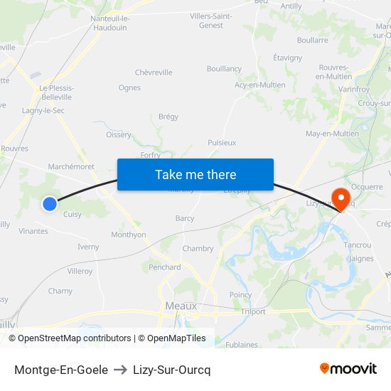 Montge-En-Goele to Lizy-Sur-Ourcq map
