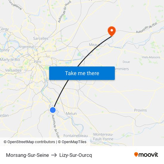 Morsang-Sur-Seine to Lizy-Sur-Ourcq map