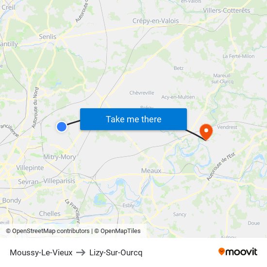 Moussy-Le-Vieux to Lizy-Sur-Ourcq map