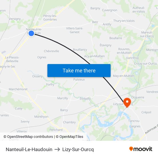 Nanteuil-Le-Haudouin to Lizy-Sur-Ourcq map