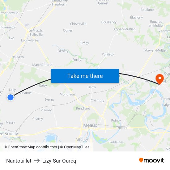 Nantouillet to Lizy-Sur-Ourcq map