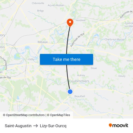 Saint-Augustin to Lizy-Sur-Ourcq map