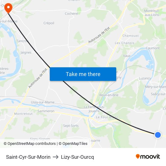 Saint-Cyr-Sur-Morin to Lizy-Sur-Ourcq map
